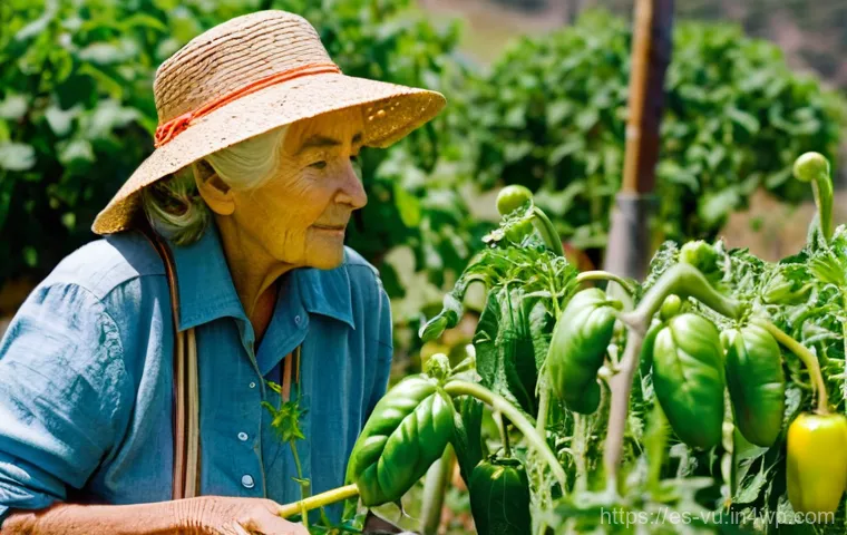 유기농 정원에서의 관개 시스템 설정 방법 - **Prompt:** A close-up portrait of an experienced, kind-faced elderly woman gardener in her vibrant,...