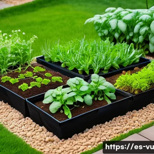 유기농 정원에서의 적합한 식물 조합 - A vibrant organic garden scene during daylight featuring a variety of plants thriving together: deep...