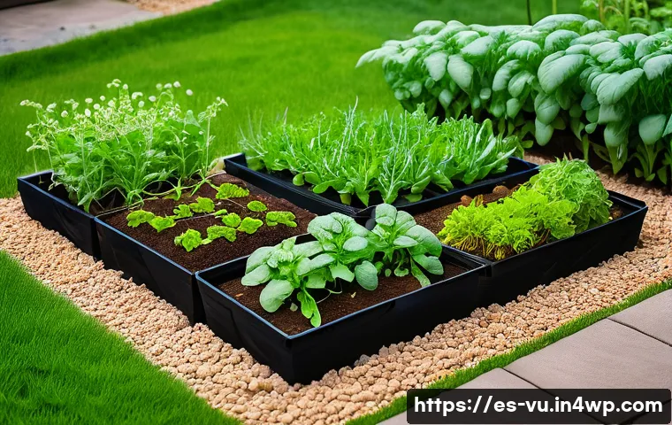 유기농 정원에서의 적합한 식물 조합 - A vibrant organic garden scene during daylight featuring a variety of plants thriving together: deep...